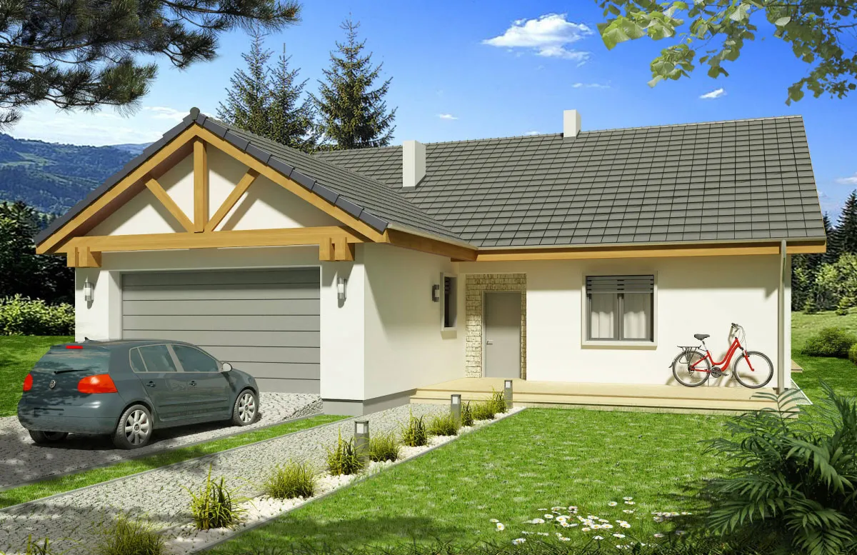 projekt domu Ambrozja 1C - parterowy o powierzchni do 160 metrów - widok od frontu