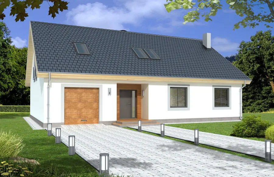 projekt domu Bartek 2B - z poddaszem o powierzchni do 220 metrów - widok od frontu