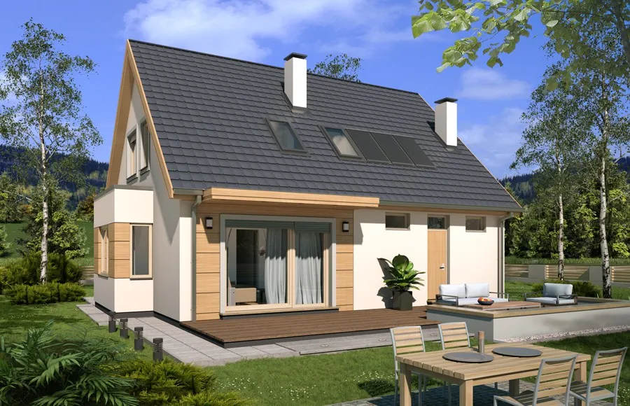 projekt domu Eryk Classic B - z poddaszem o powierzchni do 130 metrów - widok od frontu