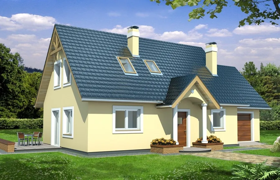 projekt domu Sosenka 1B - z poddaszem o powierzchni do 150 metrów - widok od frontu
