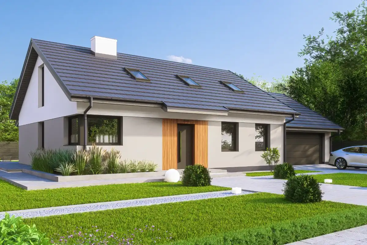 projekt domu Elsa 3A - z poddaszem o powierzchni do 200 metrów - widok od frontu