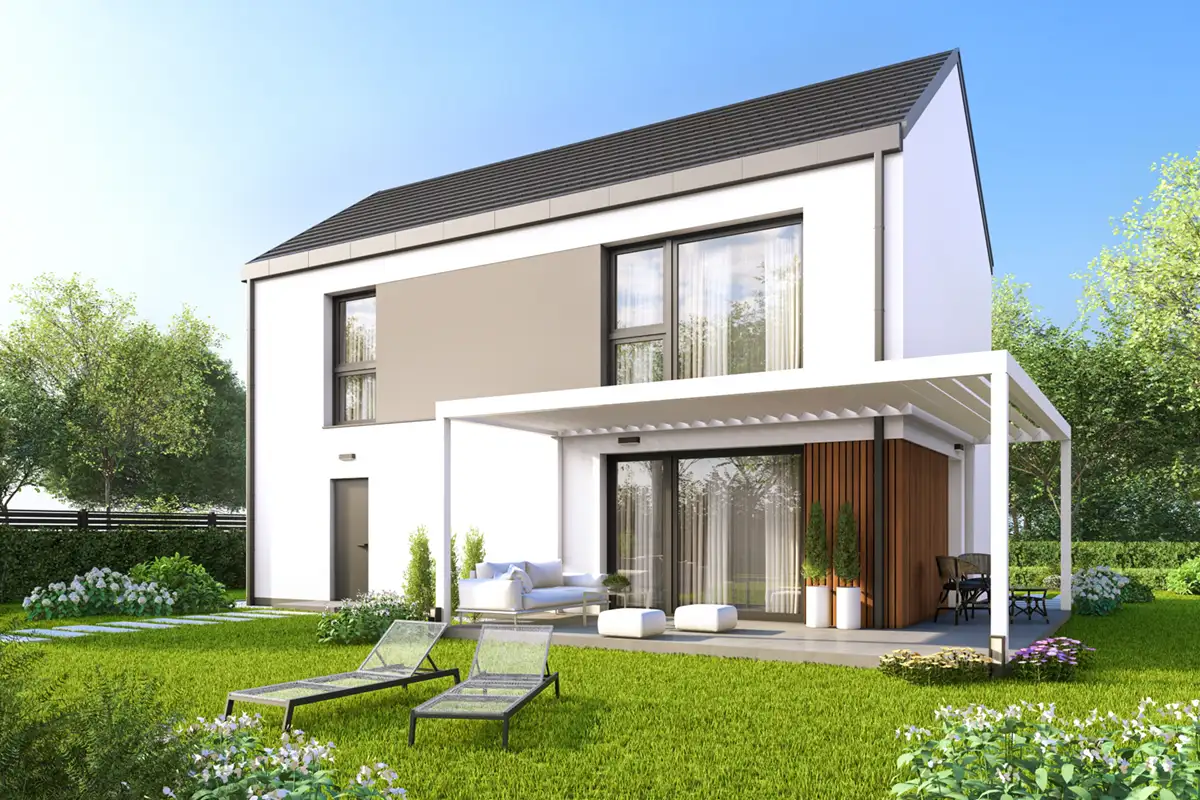 projekt domu Enzo - piętrowy o powierzchni do 120 metrów - widok od ogrodu