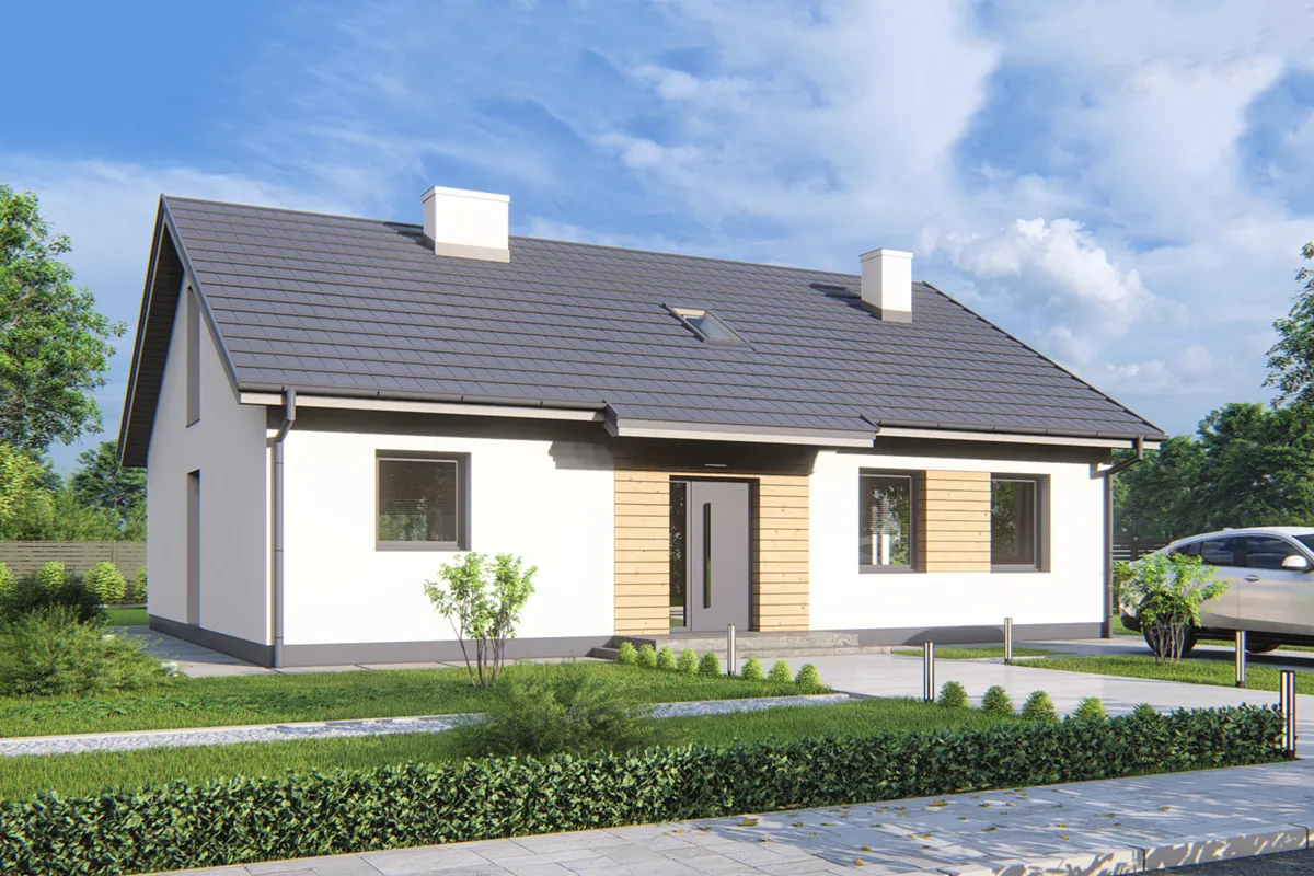 projekt domu Elsa 1A - z poddaszem o powierzchni do 150 metrów - widok od frontu