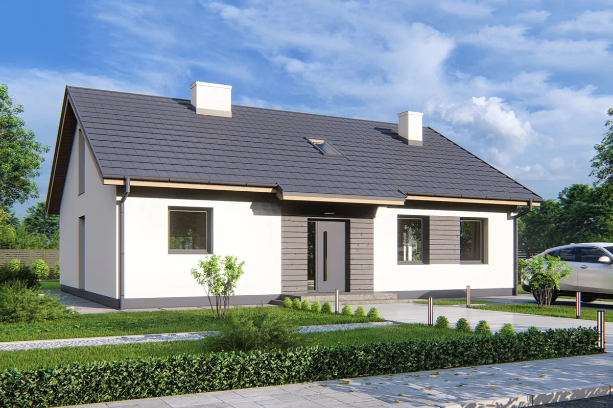 projekt domu Elsa 1B - z poddaszem o powierzchni do 180 metrów - widok od frontu