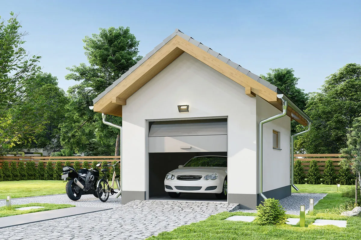 projekt domu Garaż G1A o powierzchni do 30 metrów - widok od frontu