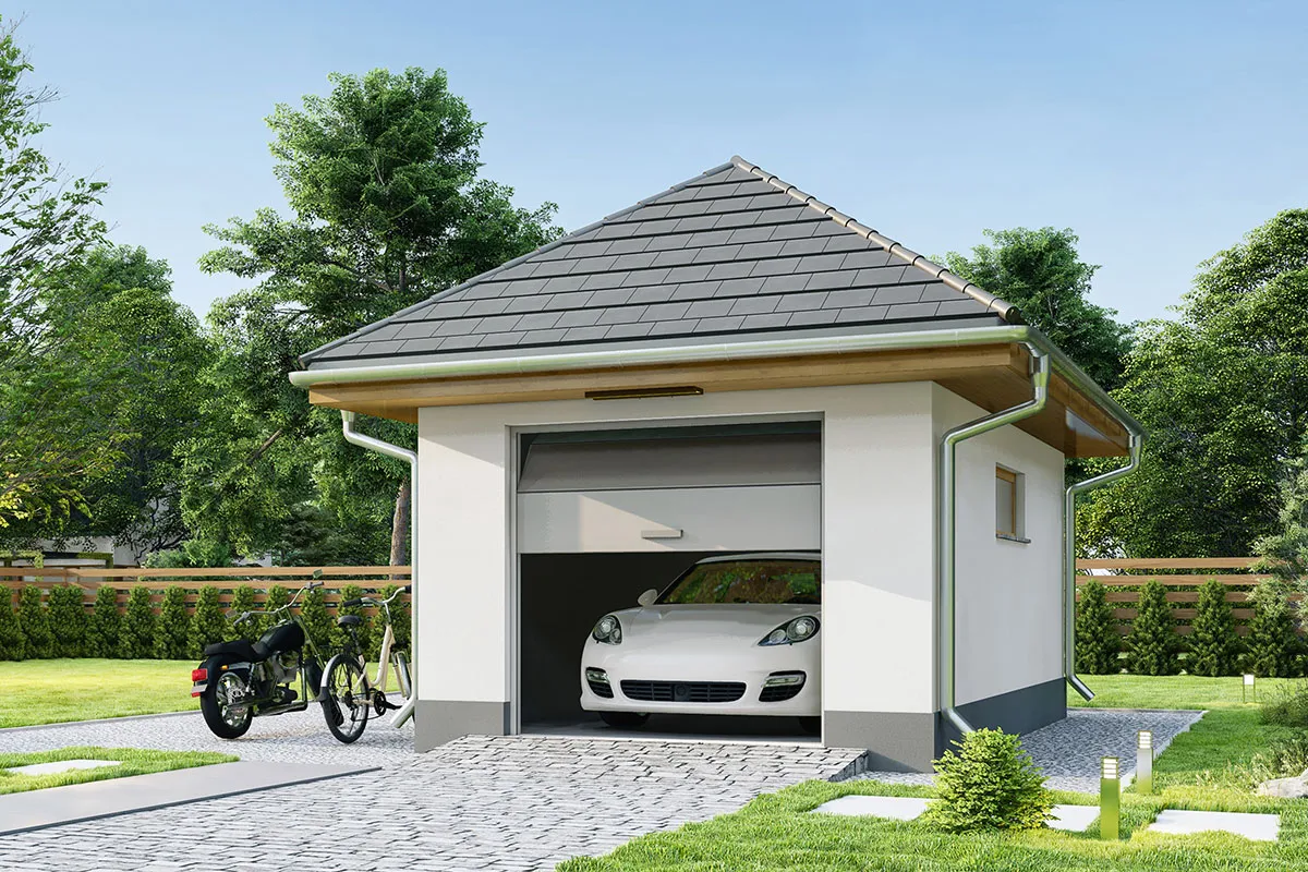 projekt domu Garaż G1B o powierzchni do 30 metrów - widok od frontu