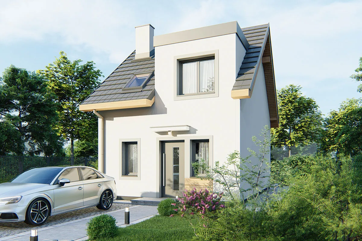 projekt domu Morski 4 - z poddaszem o powierzchni do 60 metrów - widok od frontu