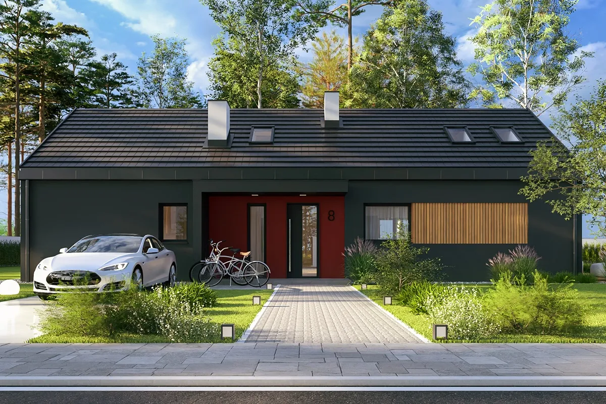 Projekt domu Nowoczesna Stodoła 1B - bok budynku