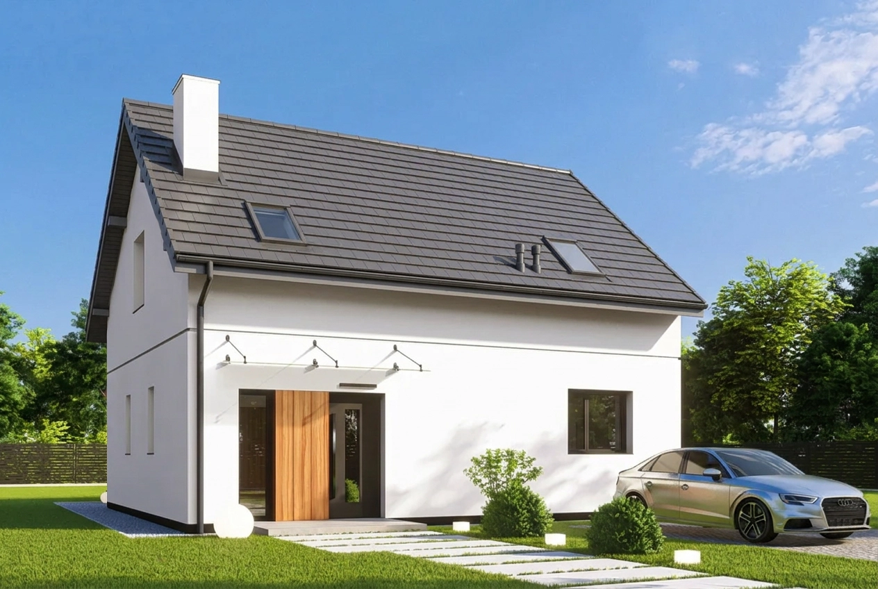 projekt domu Erni 2 - z poddaszem o powierzchni do 120 metrów - widok od ogrodu