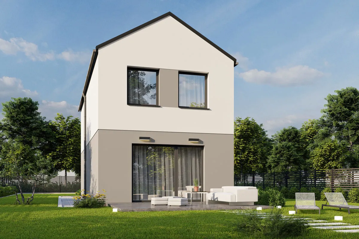 projekt domu Julian 1 - piętrowy o powierzchni do 110 metrów - widok od ogrodu