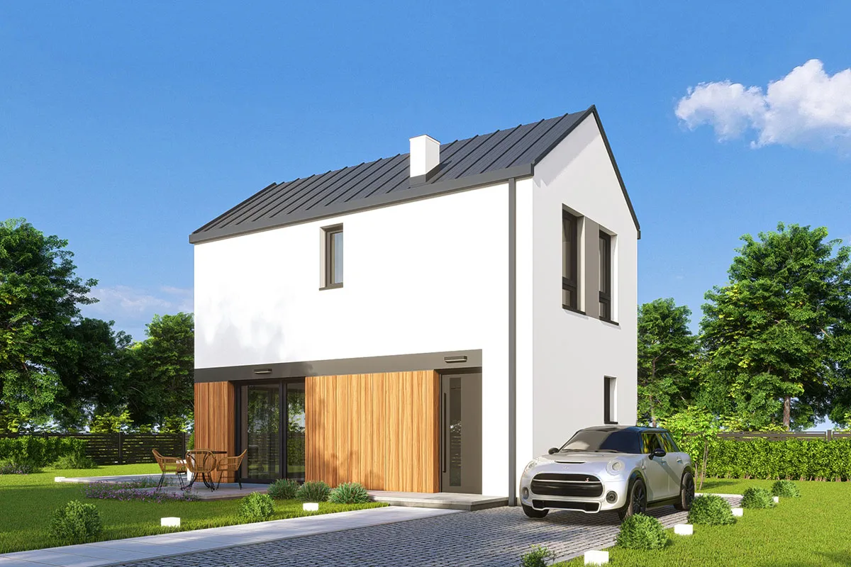 projekt domu Luna 3 - piętrowy o powierzchni do 70 metrów - widok od frontu
