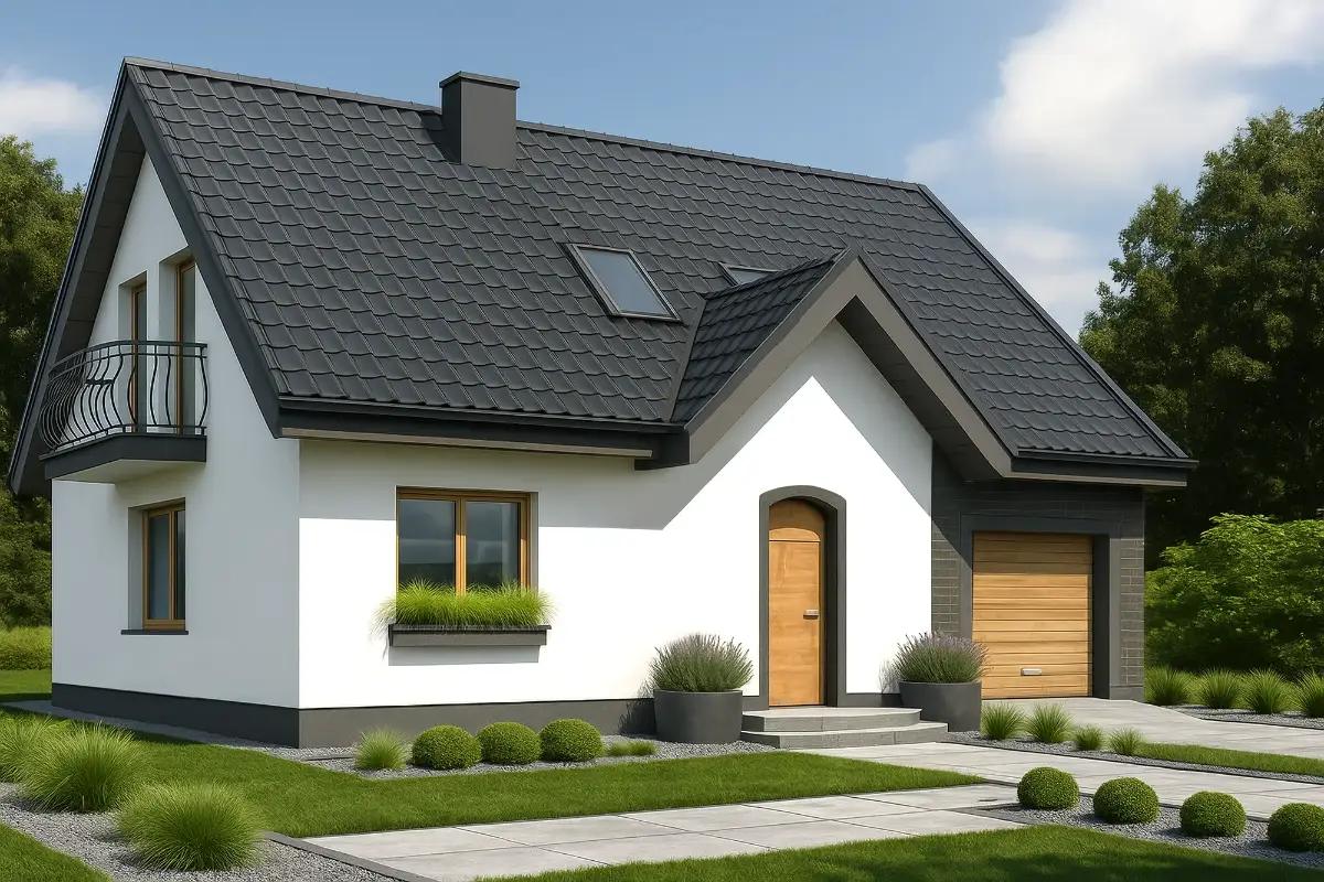 projekt domu Tymek A - z poddaszem o powierzchni do 160 metrów - widok od frontu